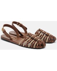 Miu Miu - Leather And Suede Fisherman Sandals - Lyst