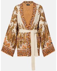 Etro - Jacquard Cotton-Blend Wrap Cardigan - Lyst