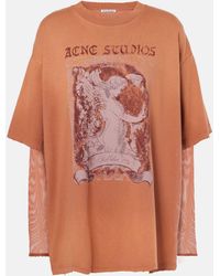 Acne Studios - Edra Printed Mesh-Trimmed Cotton T-Shirt - Lyst