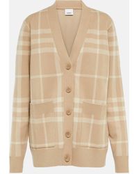Burberry - Checked Wool And Cashmere Cardigan - Lyst