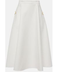 Valentino - Vgold Cotton Gabardine Midi Skirt - Lyst