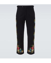Bode - Beaded Aquitaine Wool Straight Pants - Lyst