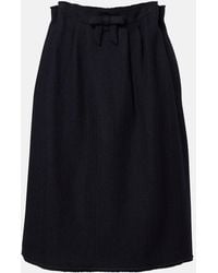 Prada - Chevron Pleated Virgin Wool Midi Skirt - Lyst