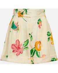 ALÉMAIS - Floral High-rise Linen Shorts - Lyst