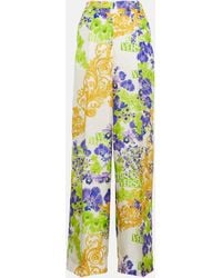 Versace - Floral Wide-leg Pants - Lyst
