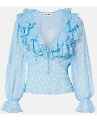RIXO London - Lasca Polka-Dot Silk Top - Lyst
