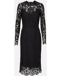 Dolce & Gabbana - Vestido Midi Dg De Encaje - Lyst