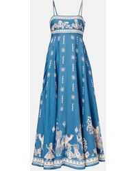 ALÉMAIS - Vestido Largo Acacia De Lino Estampado - Lyst