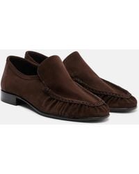The Row - Soft Ruched Suede Loafers - Lyst