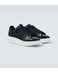 McQueen - Oversized Suede-Trimmed Leather Sneakers - Lyst