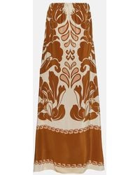 Adriana Degreas - Printed Strapless Silk Maxi Dress - Lyst