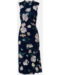 Erdem - Draped Floral Jersey Midi Dress - Lyst