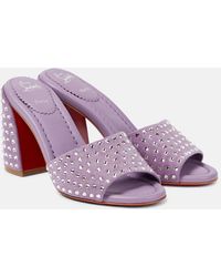 Christian Louboutin - Jane Embellished Suede Mules - Lyst