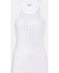 The Attico - Crystal-Embellished Cotton Tank Top - Lyst