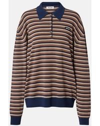 Miu Miu - Striped Virgin Wool Polo Sweater - Lyst