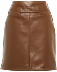Max Mara Triptone Pleated Leather Miniskirt in Brown | Lyst Australia