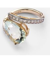 Mateo - Slanted 14Kt Ring With Amethyst And Diamonds - Lyst