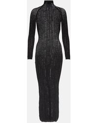 Alaïa - Distressed Wool-Blend Midi Dress - Lyst