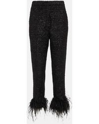 Rebecca Vallance - Jourdan Feather-Trimmed Boucle Pants - Lyst