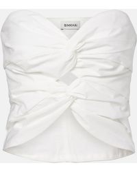 Jonathan Simkhai - Cornelia Cutout Ruched Cotton-Blend Top - Lyst