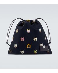 Loewe - X Louis Wain Leather-Trimmed Cotton Pouch - Lyst
