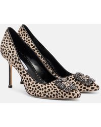 Manolo Blahnik - Hangisi 90 Leopard-Print Calf Hair Pumps - Lyst