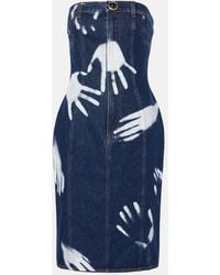Area - Vestido Midi De Denim Estampado - Lyst