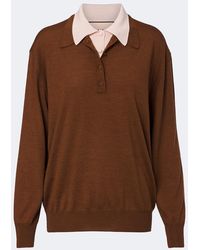 Plan C - Layered Wool And Silk Polo Sweater - Lyst