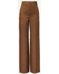 Saint Laurent - High-Rise Jacquard Wide-Leg Pants - Lyst