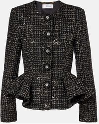 Safiyaa - Tomomi Sequined Peplum Tweed Jacket - Lyst