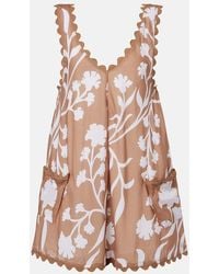 Juliet Dunn - Floral Scalloped Cotton Minidress - Lyst
