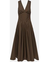 Alaïa - Cotton Poplin Midi Dress - Lyst
