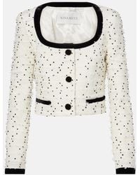 Nina Ricci - Polka-Dot Fringed Wool-Blend Tweed Jacket - Lyst
