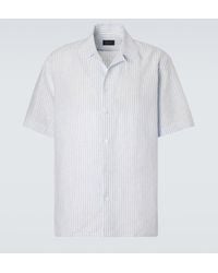 Brioni - Striped Linen Bowling Shirt - Lyst