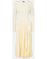 Polo Ralph Lauren - Jamie Knitted Pleated Stretch-Wool Blend Midi Dress - Lyst