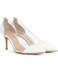 Gianvito Rossi Plexi 105 Leather Court Shoes - White