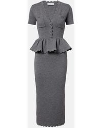 Self-Portrait - Scalloped Peplum Midi Dress - Lyst