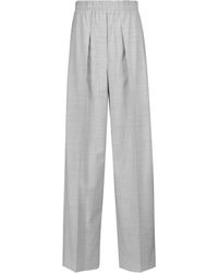 Brunello Cucinelli High-rise Straight Wool Trousers - Grey