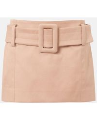 Patou - Belted Cotton Twill Miniskirt - Lyst