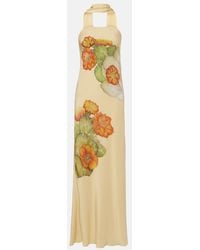 Rodarte - Scarf-Detail Floral Silk Crepe Gown - Lyst
