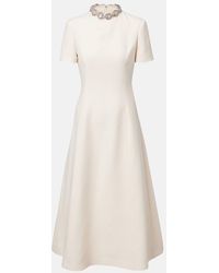 Valentino Garavani - Crepe Couture Embellished Midi Dress - Lyst