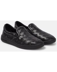 Bottega Veneta - Sneakers in pelle nera design elegante - Lyst