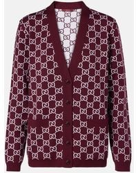 Gucci - Gg Reversible Wool-Blend Jacquard Cardigan - Lyst