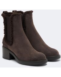Tod's - Shearling-Lined Suede Ankle Boots - Lyst