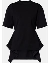 Alaïa - Peplum Cotton Jersey T-Shirt - Lyst