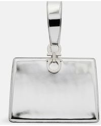 Ferragamo - Gancini Small Metallic Leather Clutch - Lyst