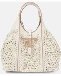 Tod's - Tote Bag T Timeless Aus Haekelstrick Mit Leder - Lyst