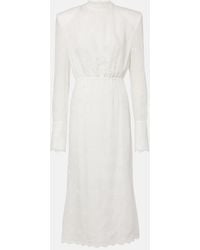 Magda Butrym - Embroidered Silk, Wool And Cotton-Blend Midi Dress - Lyst