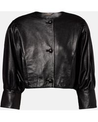 Chloé - Cropped Leather Jacket - Lyst