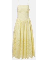 Self-Portrait - Broderie Anglaise Cotton Midi Dress - Lyst